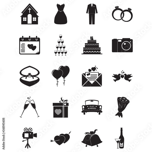 set of wedding icons