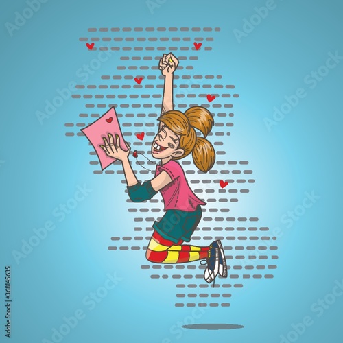 girl happy to receive a love letter