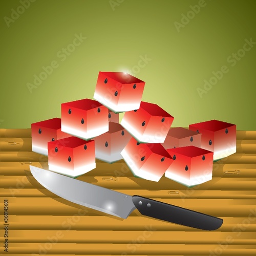 watermelon cube slices