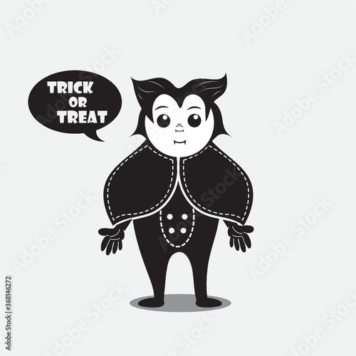 person in a costume saying trick or treat