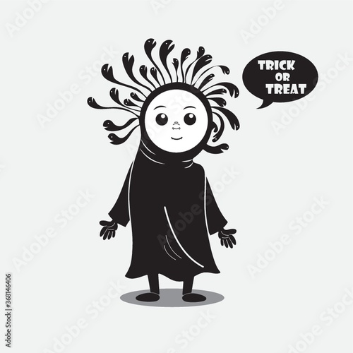 person in a costume saying trick or treat