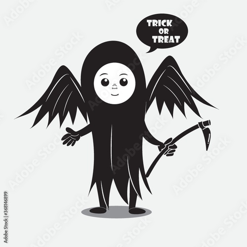 person in a costume saying trick or treat