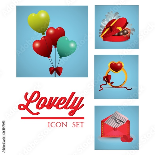 romantic icon set