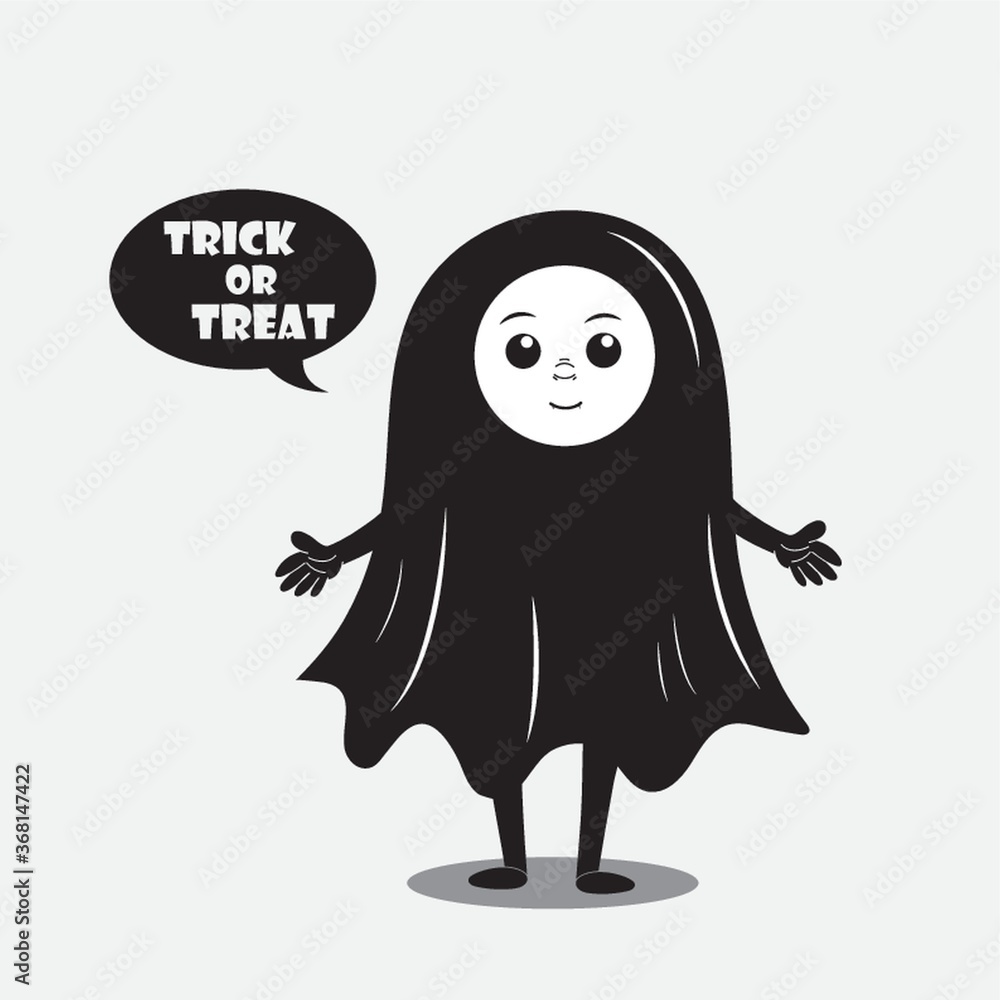 person in a costume saying trick or treat person in a costume saying trick or treat