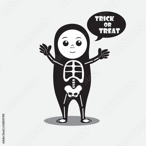 person in a costume saying trick or treat