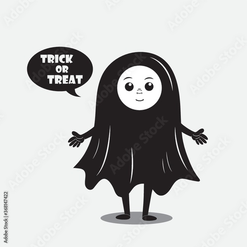 person in a costume saying trick or treat