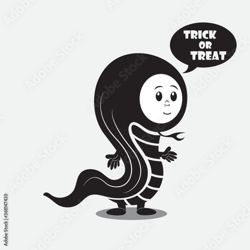 person in a costume saying trick or treat