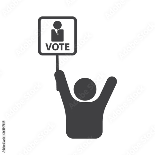 man with vote signboard
