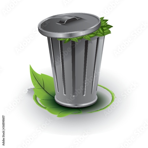 garbage bin full with leaves