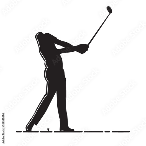 silhouette of man playing golf