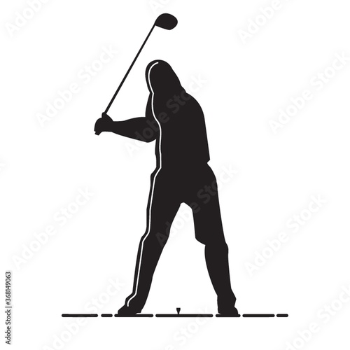 silhouette of man playing golf