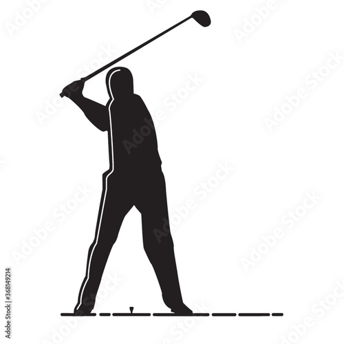 silhouette of man playing golf