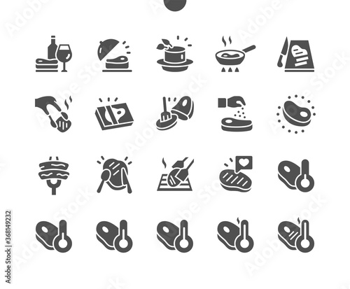 Steak Well-crafted Pixel Perfect Vector Solid Icons 30 2x Grid for Web Graphics and Apps. Simple Minimal Pictogram