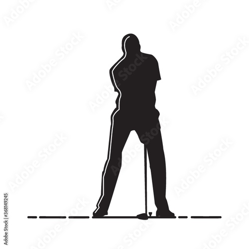 silhouette of man playing golf