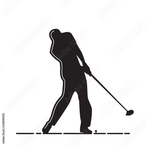 silhouette of man playing golf
