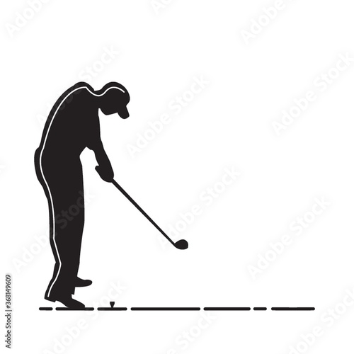 silhouette of man playing golf