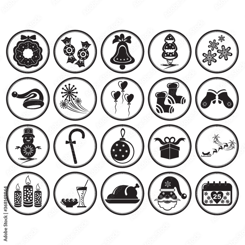 set of christmas icons