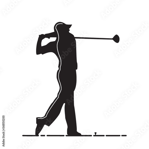 silhouette of man playing golf