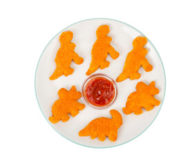 Dishes of baby food, fast food, nuggets. Studio Photo