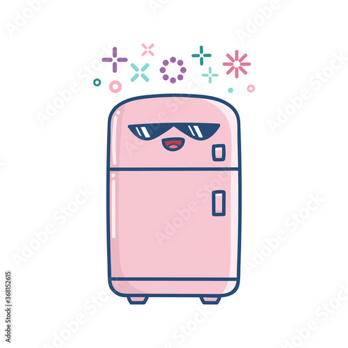 kawaii smiling kitchen fridge cartoon