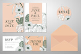 Wedding Invitation Card template, with leaf & floral background