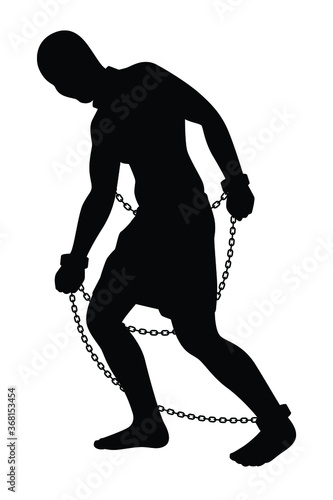 Slave with chain silhouette vector