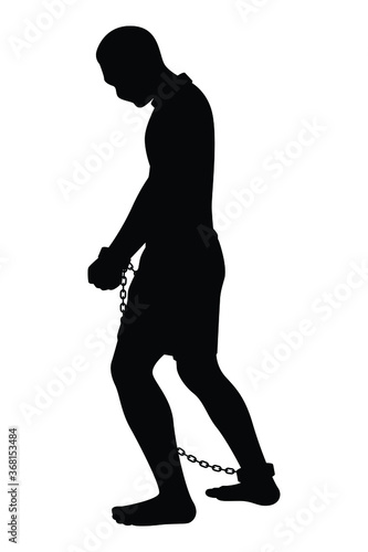 Slave with chain silhouette vector