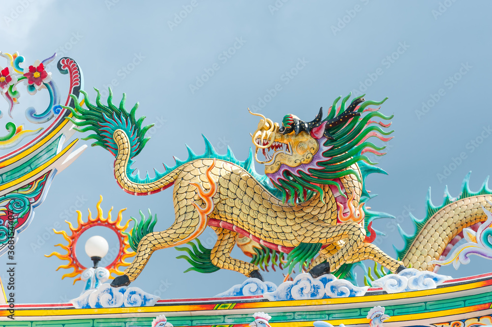 China dragon, Chinese temple in thailand. China dragon, Chinese temple in thailand.