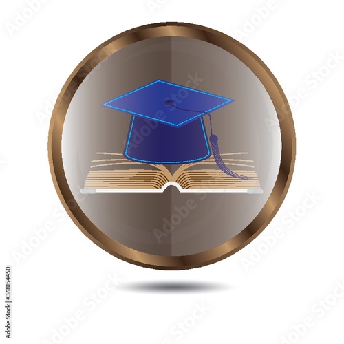 mortar board with book button