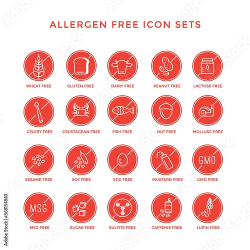 allergen free icon set
