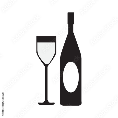 wineglass and wine bottle