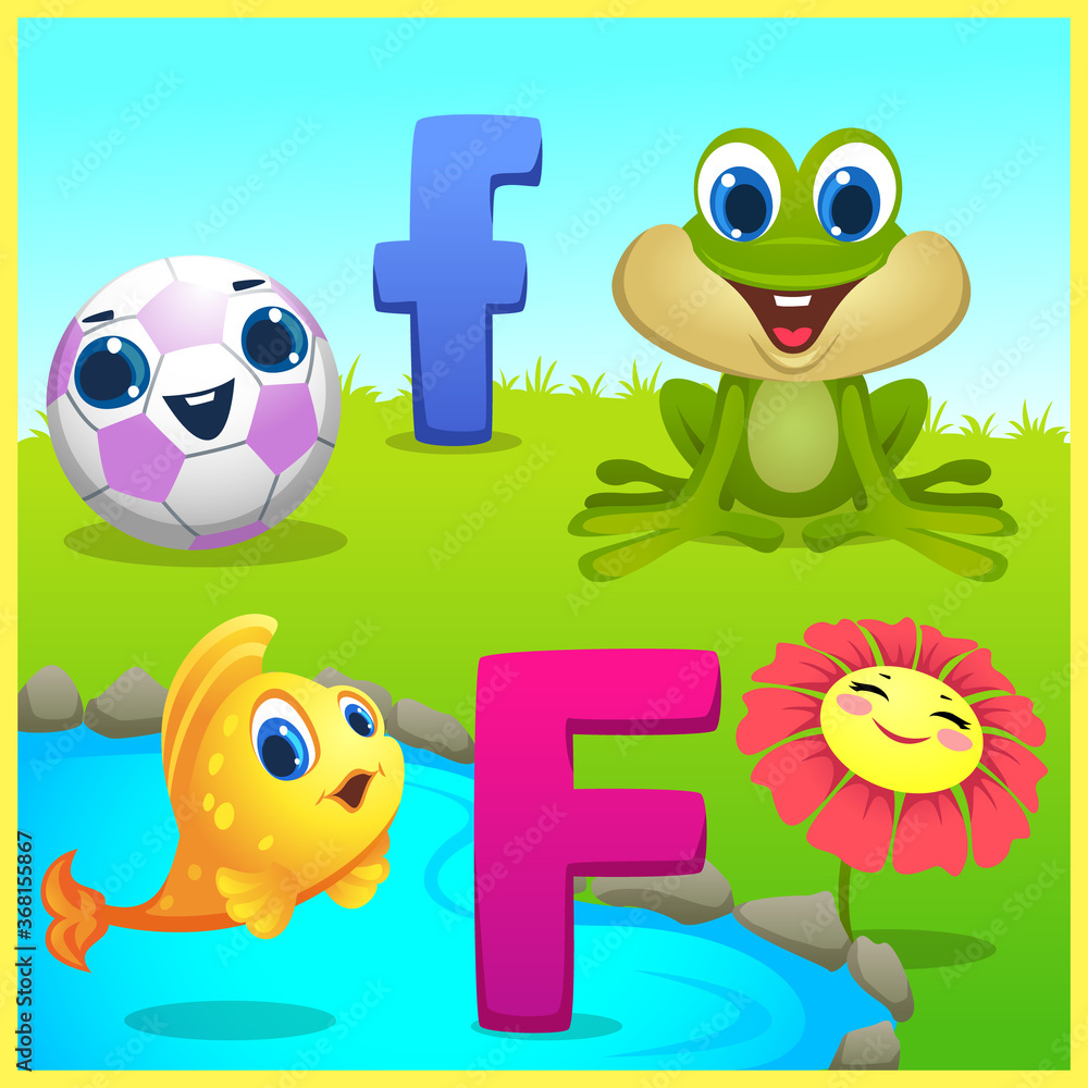 Fototapeta premium letter f for kids learning