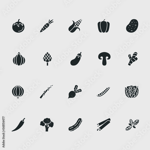 Vegetable icon set, Glyph style