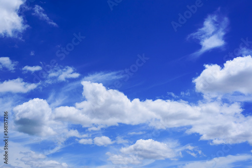 Blue sky with clouds in summer season, Nature background