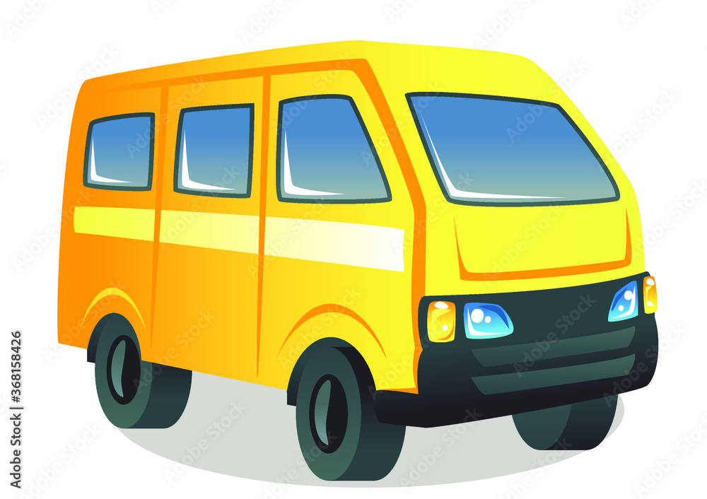 yellow van on white background