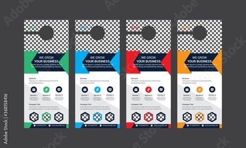 Set of door hangers background. Door hanger mockup. Vector illustration, corporate door hanger design, Door hanger tags, do not disturb and make up room sign Premium Vector,Door hanger design template