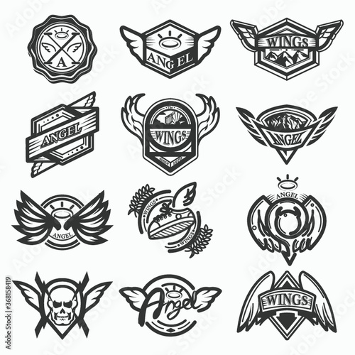 set of angel emblems