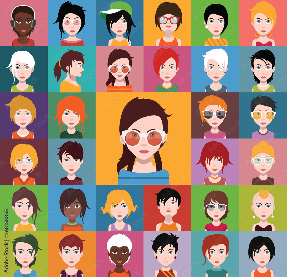 Set of 25 color, different avatar Set of 25 color, different avatar