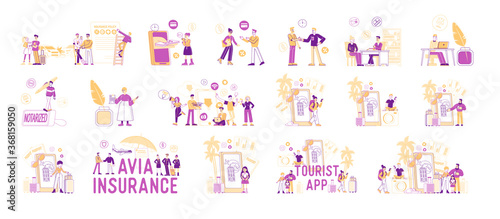 Set Male or Female Characters Buying Insurance Policy, Using Tourist Application, Visiting Notary Download Free Software