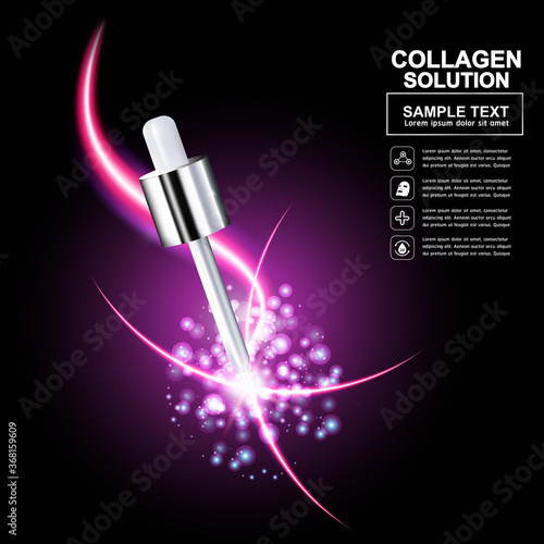 Collagen Serum and Vitamin Background Concept Skin Care Cosmetic.