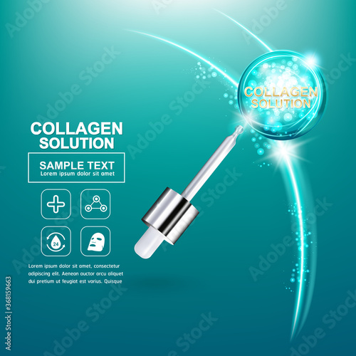 Collagen Serum and Vitamin Background Concept Skin Care Cosmetic.