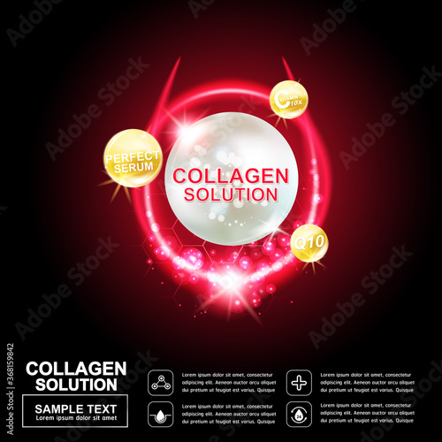 Collagen Serum and Vitamin Background Concept Skin Care Cosmetic.