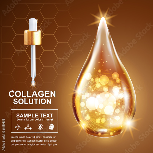 Collagen Serum and Vitamin Background Concept Skin Care Cosmetic.