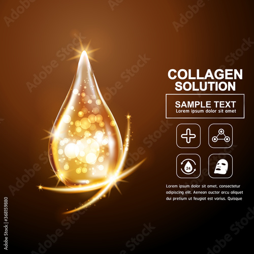 Collagen Serum and Vitamin Background Concept Skin Care Cosmetic.