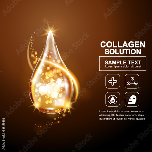 Collagen Serum and Vitamin Background Concept Skin Care Cosmetic.