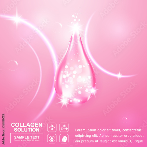 Collagen Serum and Vitamin Background Concept Skin Care Cosmetic.