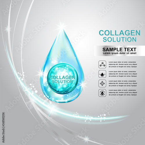 Collagen Serum and Vitamin Background Concept Skin Care Cosmetic.