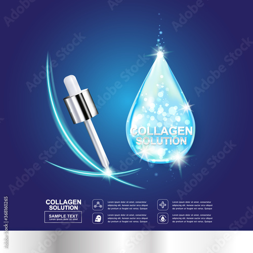 Collagen Serum and Vitamin Background Concept Skin Care Cosmetic.