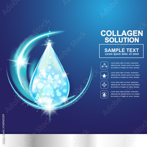 Collagen Serum and Vitamin Background Concept Skin Care Cosmetic.