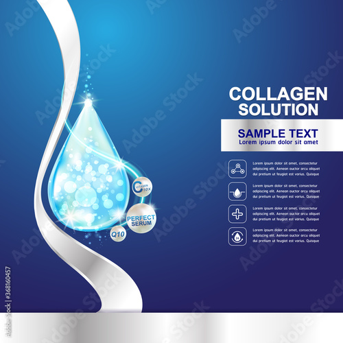Collagen Serum and Vitamin Background Concept Skin Care Cosmetic.